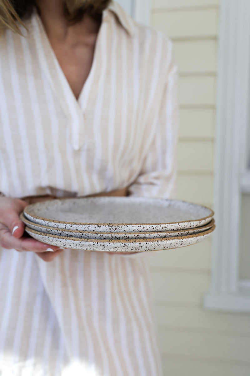 Speckled Dinner Plate | Matte White Ceramic-zoom-