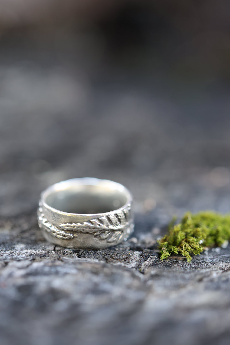 Fern Ring Band | Recycled Sterling Silver-zoom-
