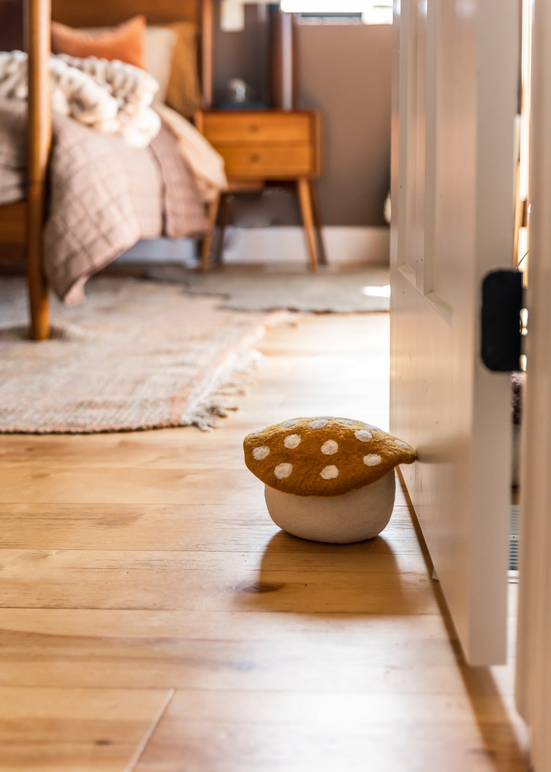 Artisan Felted Mushroom Doorstop-12