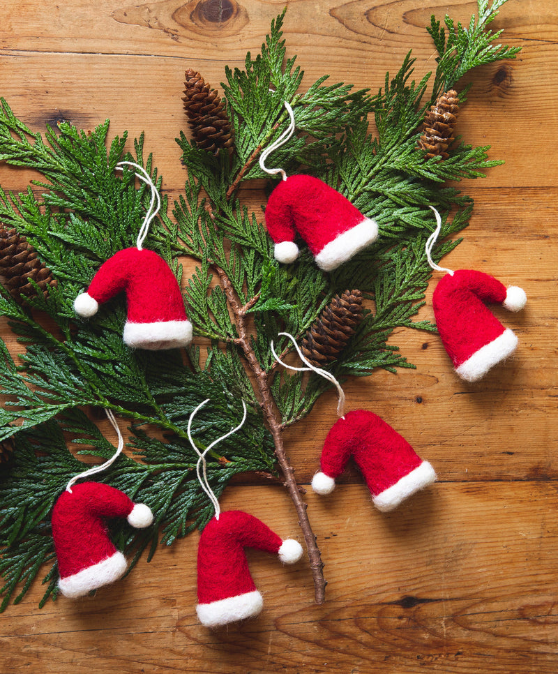 Felted Nordic Hat Ornament - Set of 6-zoom-