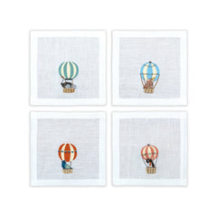 Hand Embroidered Balloon Safari Cocktail Napkins | Set of 4 - Aware House