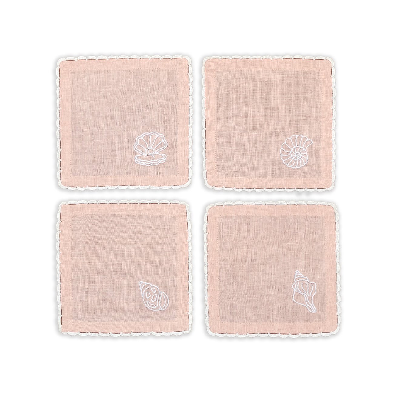 Hand Embroidered Marine Life Cocktail Napkins | Set of 4 - Aware House