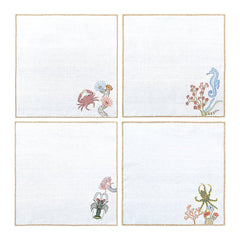 Hand Embroidered Marine Life Napkins | Set of 4 - Aware House