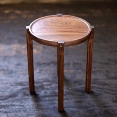 Waverly Side Table | Modern Round Wood Side Table with Metal Details - Aware House