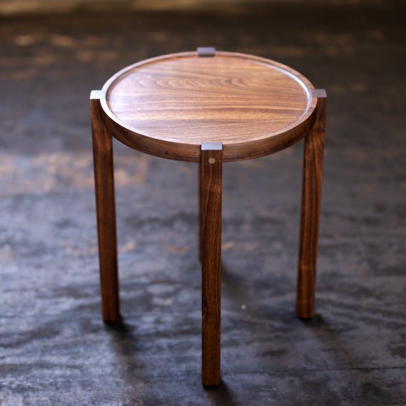 Waverly Side Table | Modern Round Wood Side Table with Metal Details - Aware House