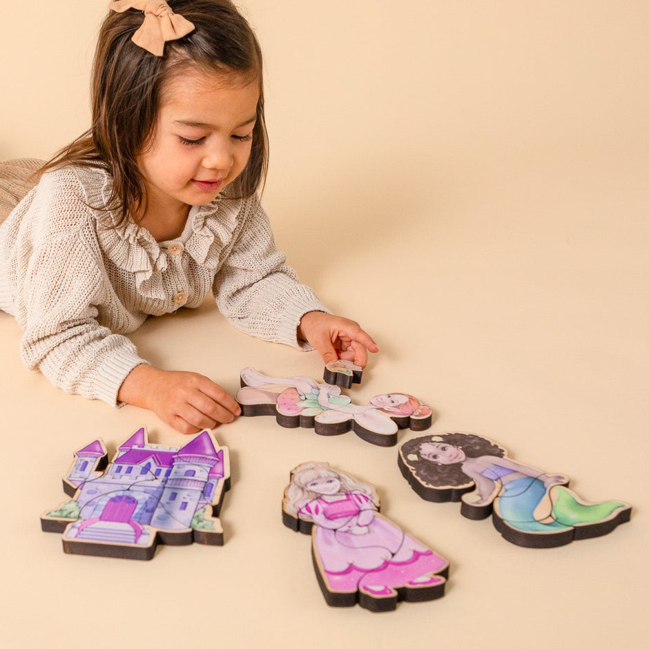 Fairytale Magnetic Wooden Puzzle Set with Cotton Bag