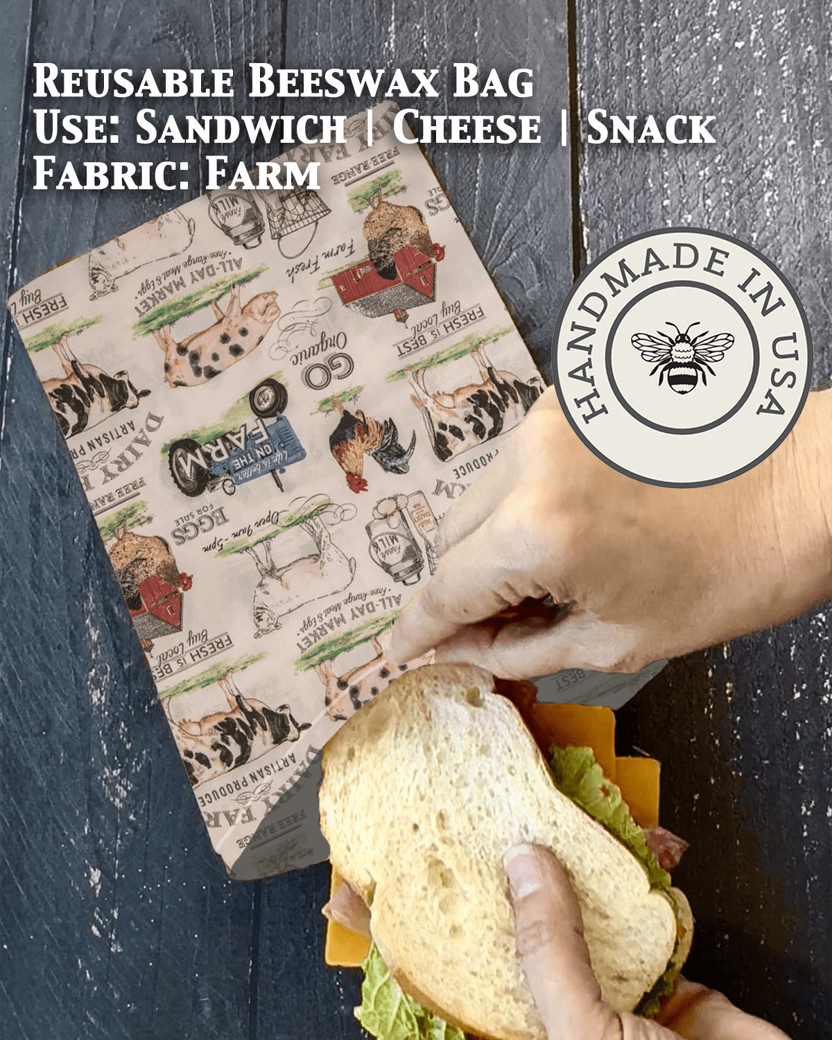 Beeswax Snack Bag | Reusable Food Storage - Aware House - Five Oaks Farm - 