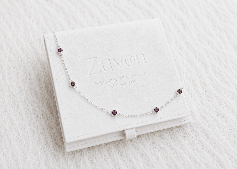 February Birthstone Amethyst Bracelet | Sterling Silver & Gold Gemstone Jewelry-zoom-