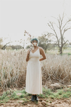 Meadow Dress in Oat Straw Linen - Aware House