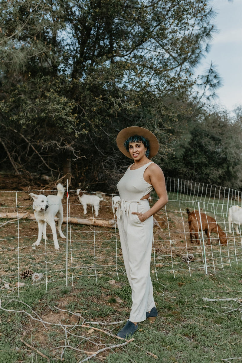 Liberty Jumpsuit in Oat Linen-zoom-
