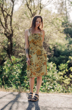 Uriah Dress in Mustard Marigold Linen - Aware House