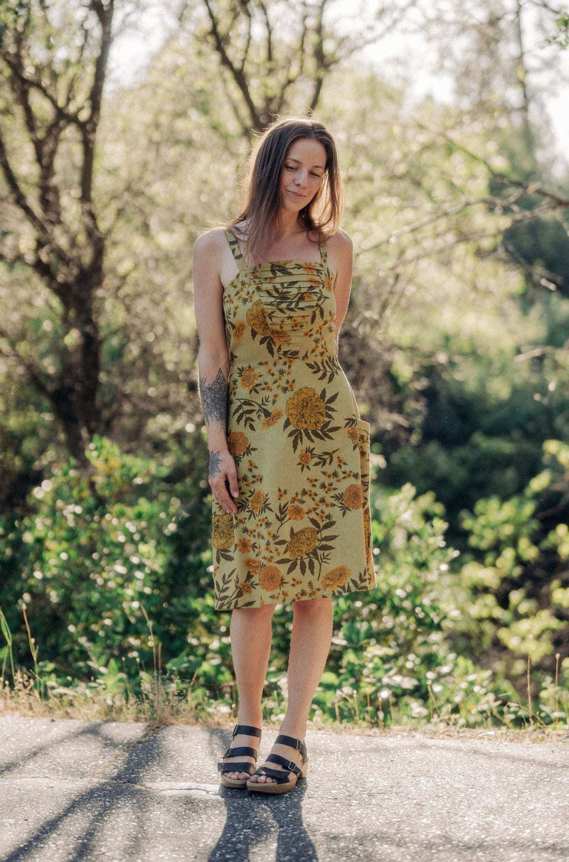 Uriah Dress in Mustard Marigold Linen-zoom-