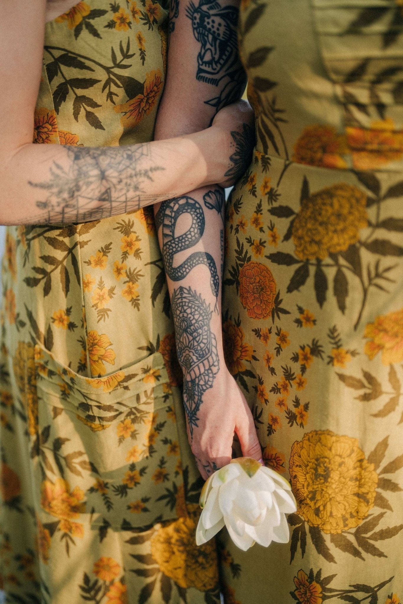 Uriah Dress in Mustard Marigold Linen - Aware House