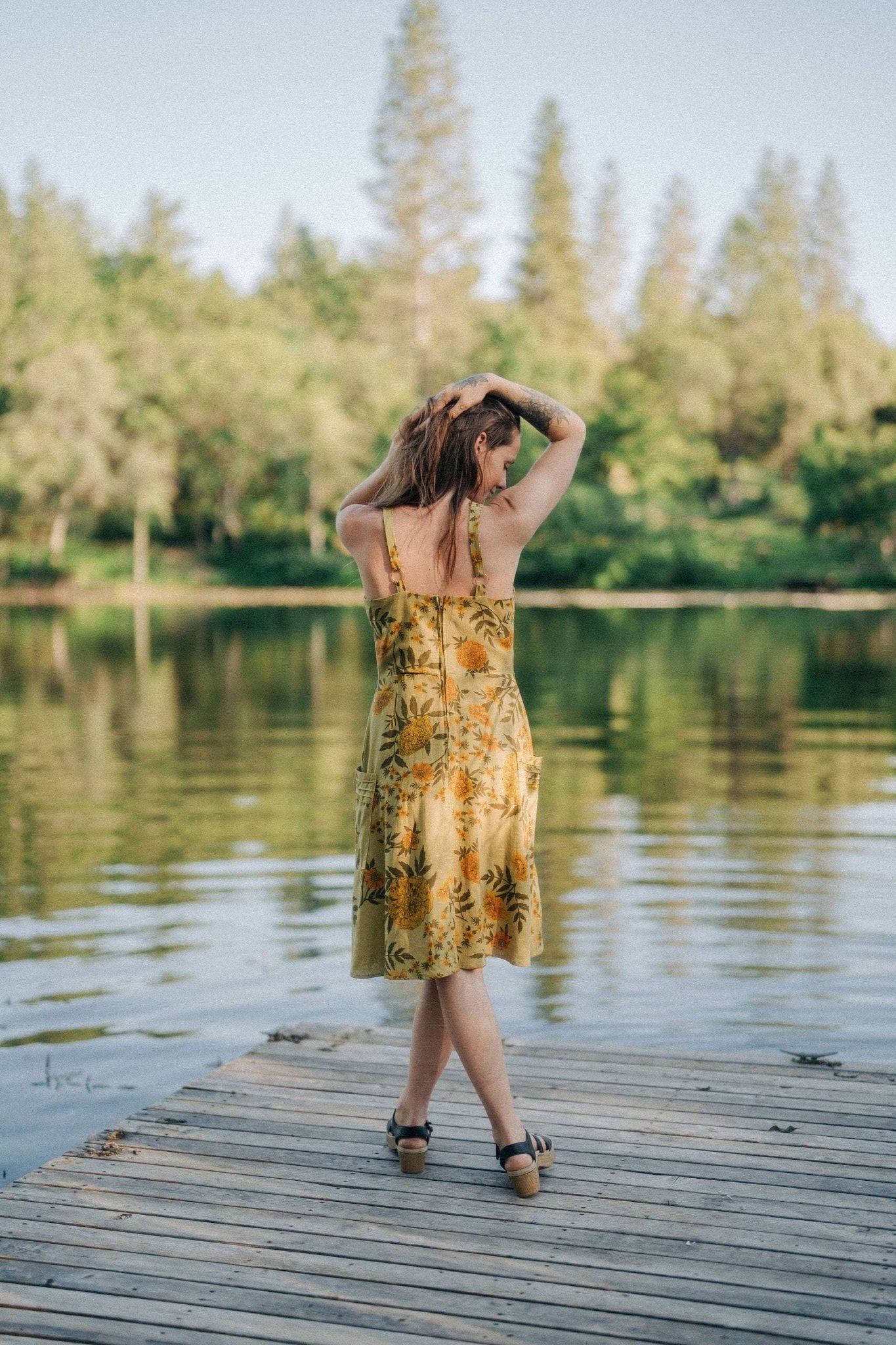 Uriah Dress in Mustard Marigold Linen - Aware House