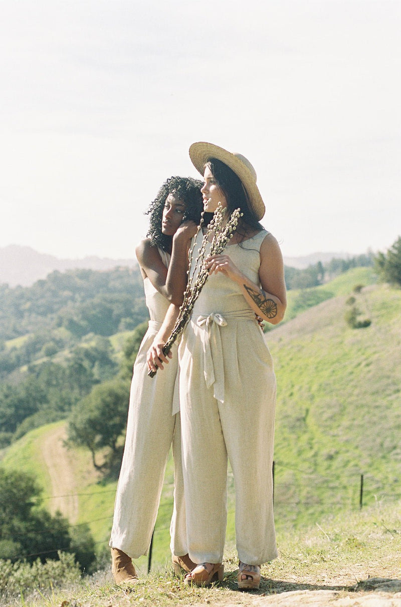 Liberty Jumpsuit in Oat Linen-zoom-