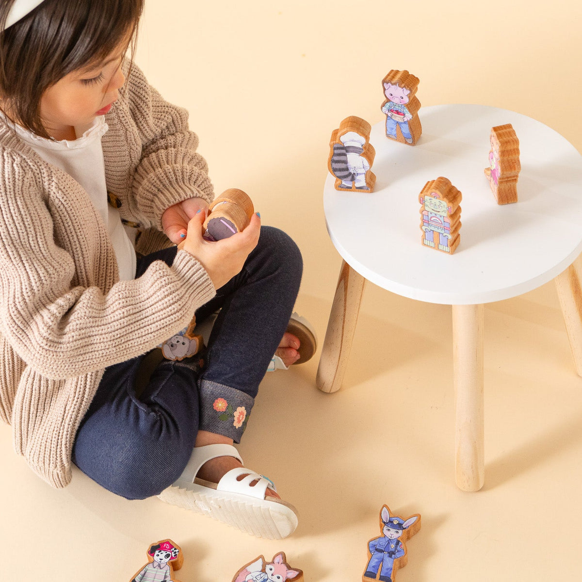 Finger Puppet Set | Solid Wood - Aware House - Miller Boys Vintage Toys -