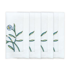 Hand Embroidered Floral Fresco Napkins | Set of 4 - Aware House