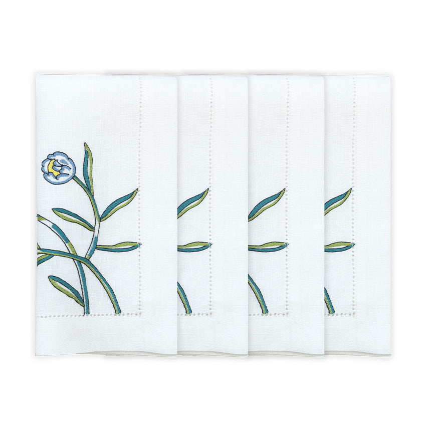 Hand Embroidered Floral Fresco Napkins | Set of 4