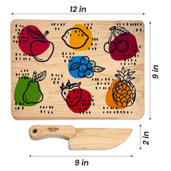 Kid's Chef-in-Training Fruit Wooden Cutting Board with Handcrafted Wooden Knife - Aware House - Miller Boys Vintage Toys -
