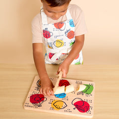 Kid's Chef-in-Training Fruit Wooden Cutting Board with Handcrafted Wooden Knife - Aware House - Miller Boys Vintage Toys -