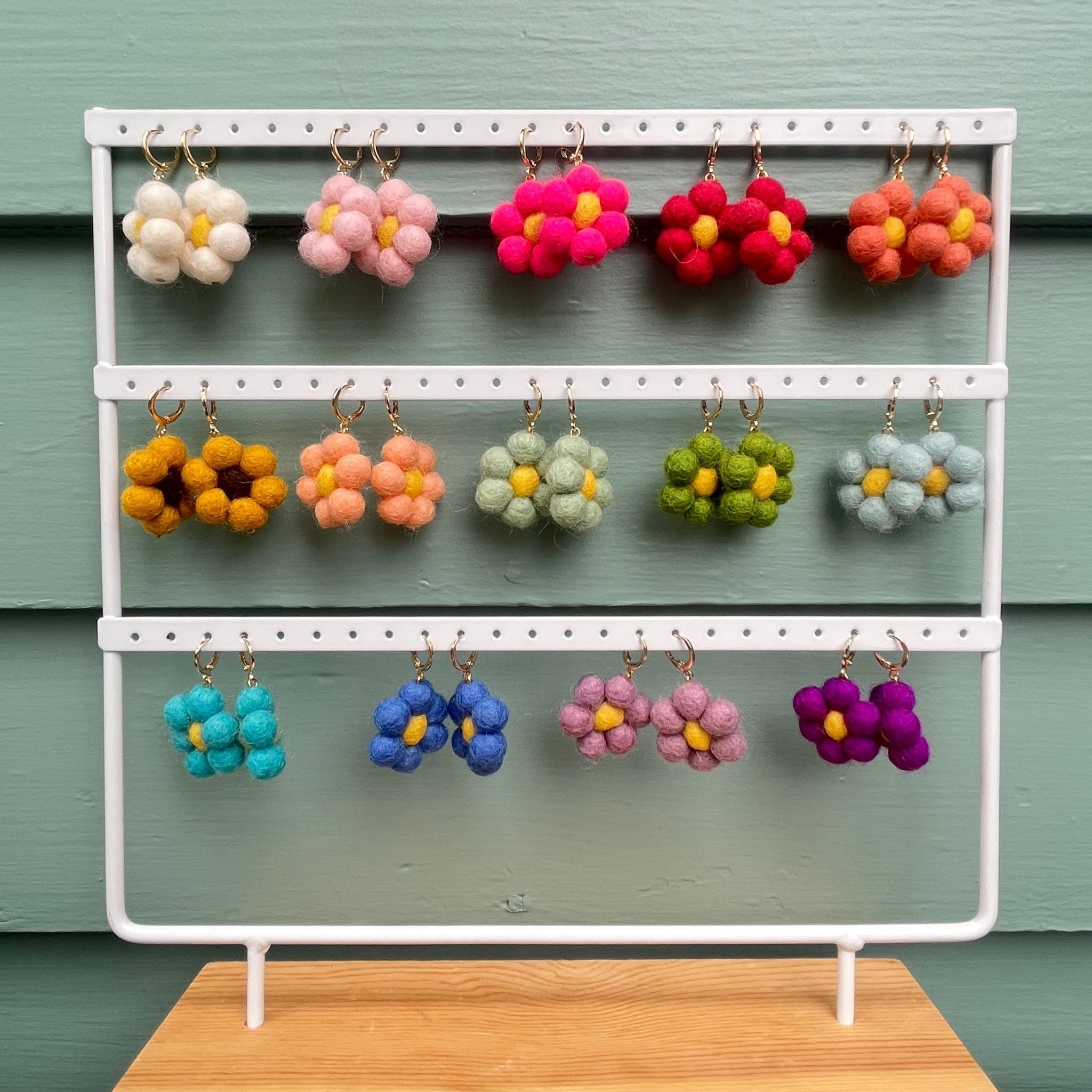 Mini Single Daisy Felt Earrings - Aware House