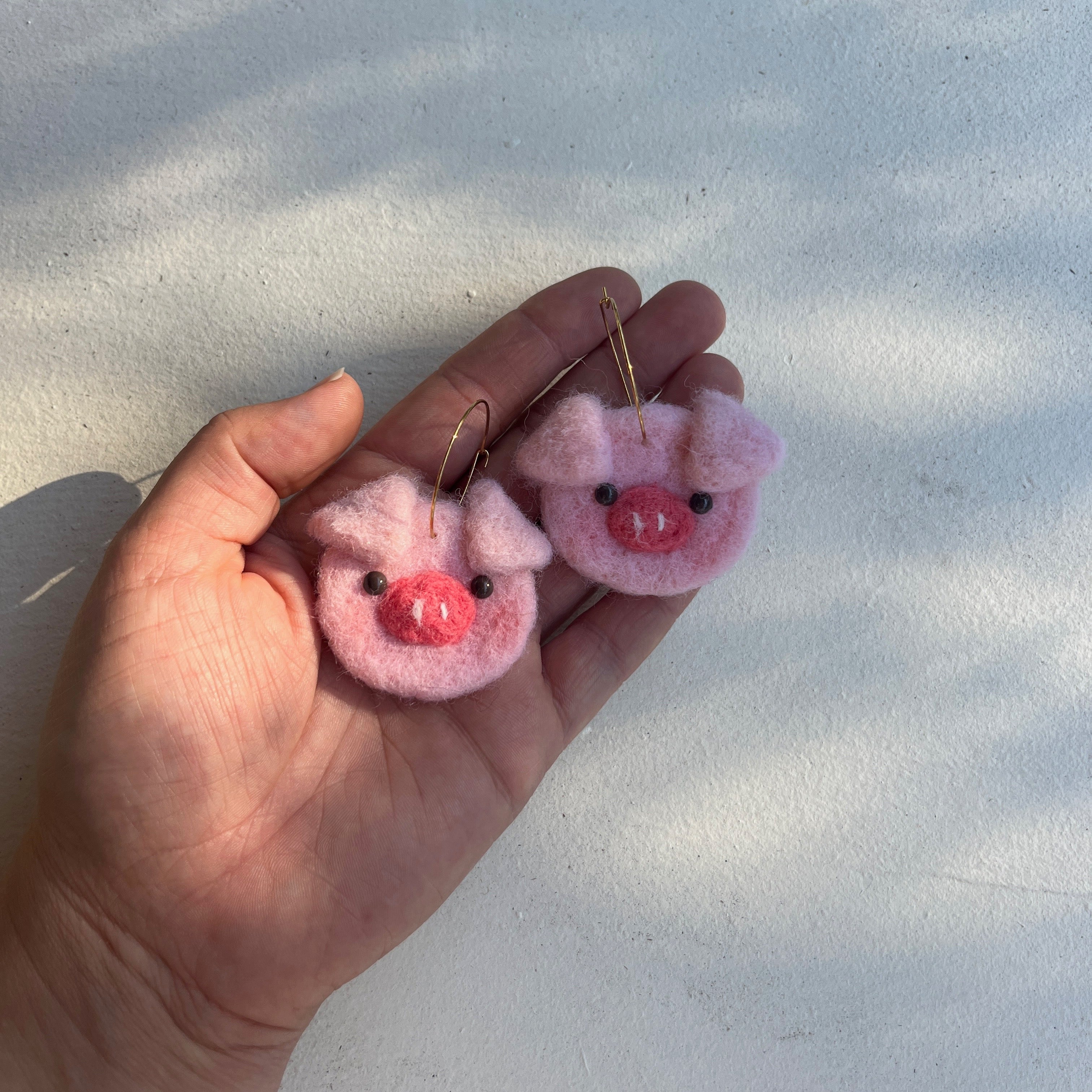 Pig Felt Earrings