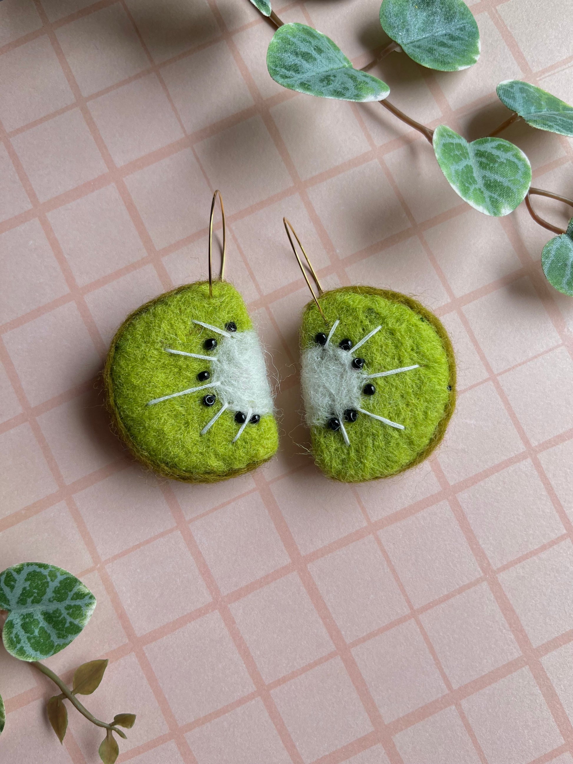 Kiwi Felt Earrings-1