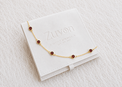 January Birthstone Garnet Bracelet | Sterling Silver & Gold Gemstone Jewelry - Aware House