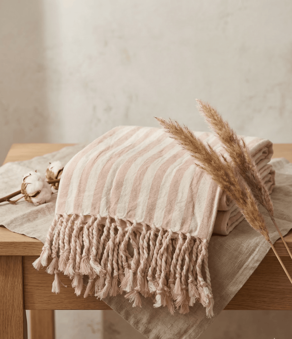 Girit Salmon Cotton Linen Towel - Aware House - Eastern Woven - 