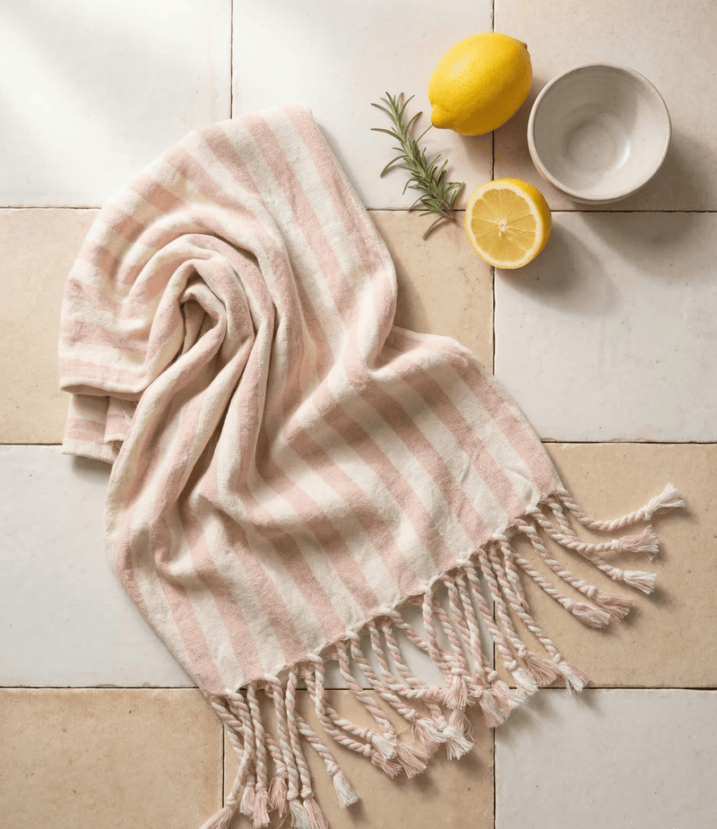 Girit Salmon Cotton Linen Towel-zoom-