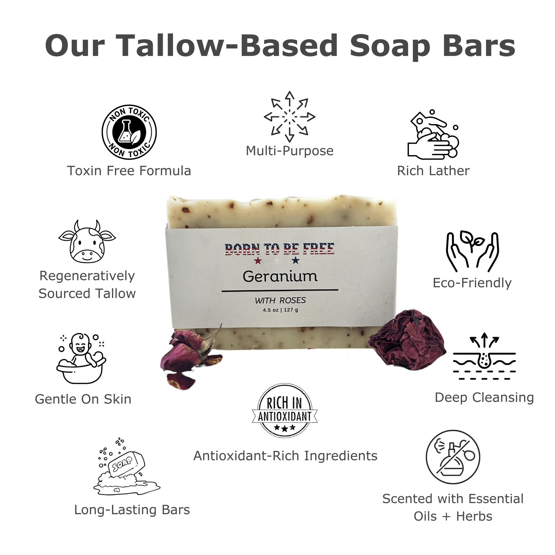 Geranium & Rose Tallow Soap Bar-3