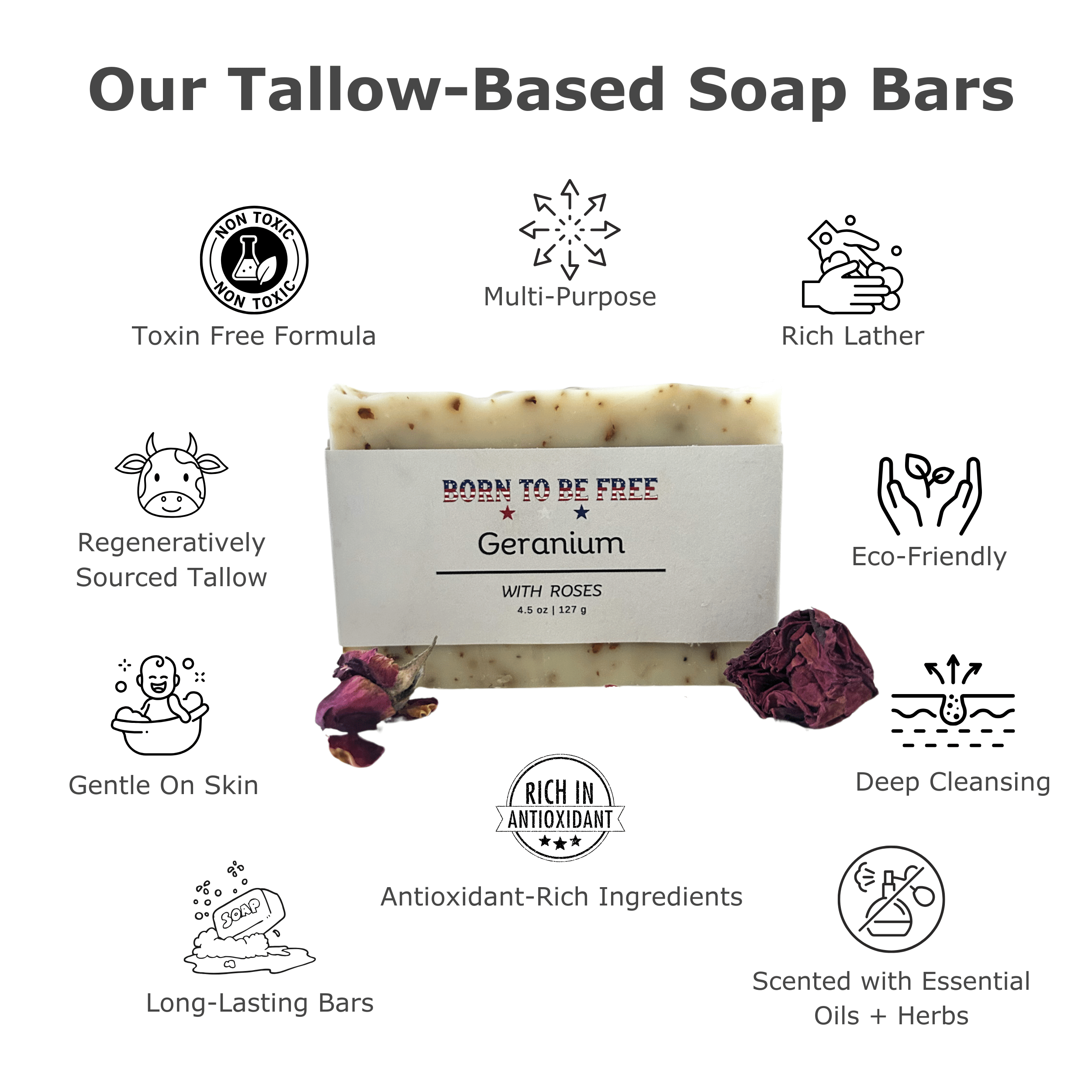 Geranium & Rose Tallow Soap Bar-zoom-3