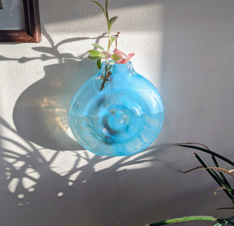 Glacial Blue Hanging Ripple Vase-zoom-