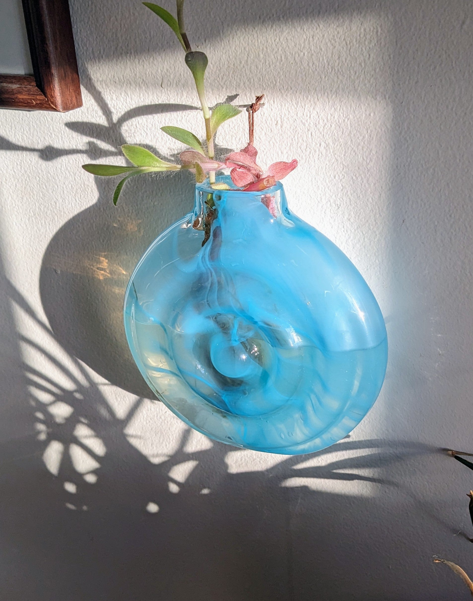 Glacial Blue Hanging Ripple Vase