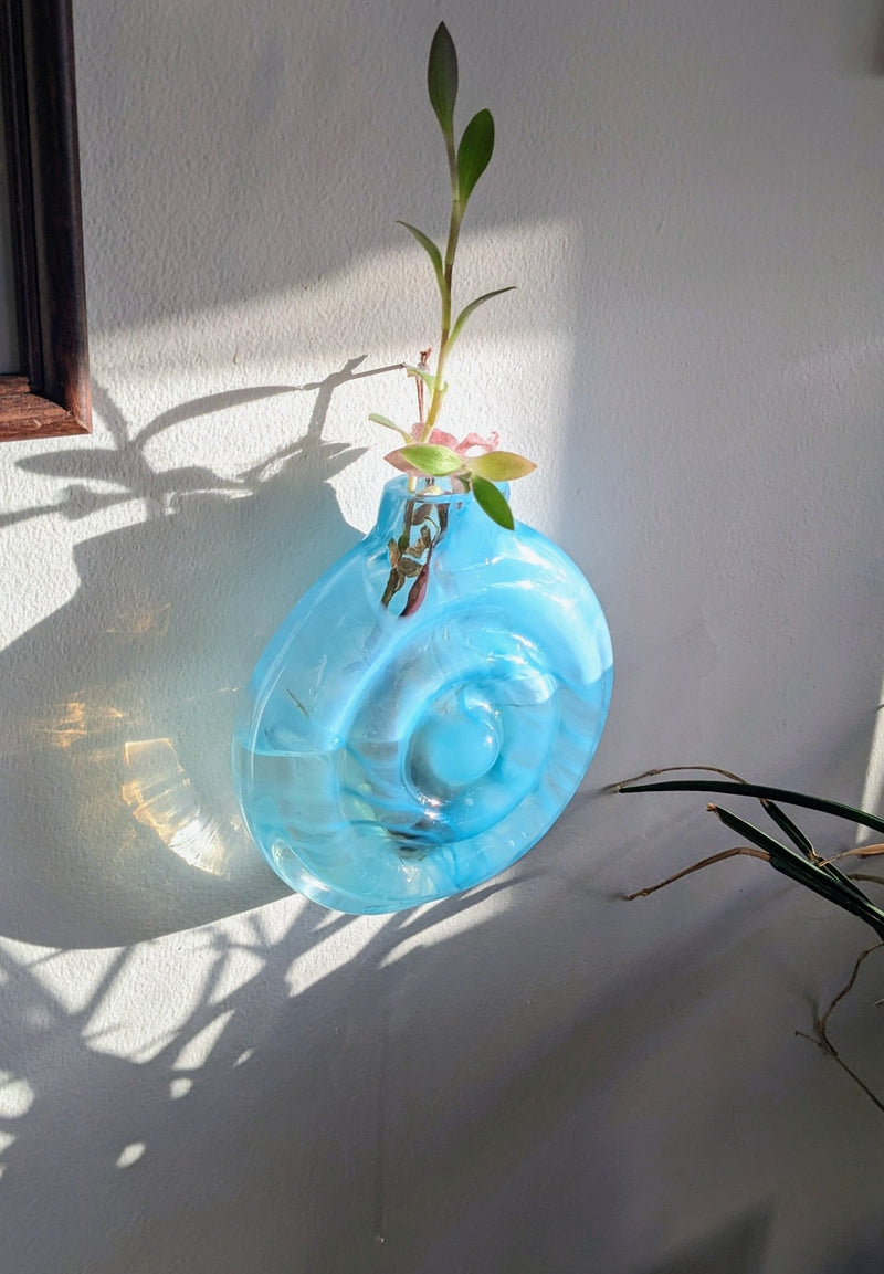 Glacial Blue Hanging Ripple Vase-zoom-