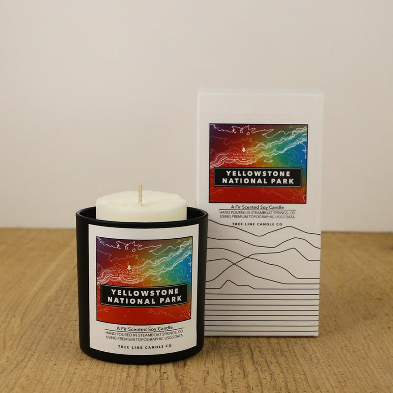 Yellowstone National Park Candle | Fir Scented Soy Candle with 3D Canyon Design-zoom-
