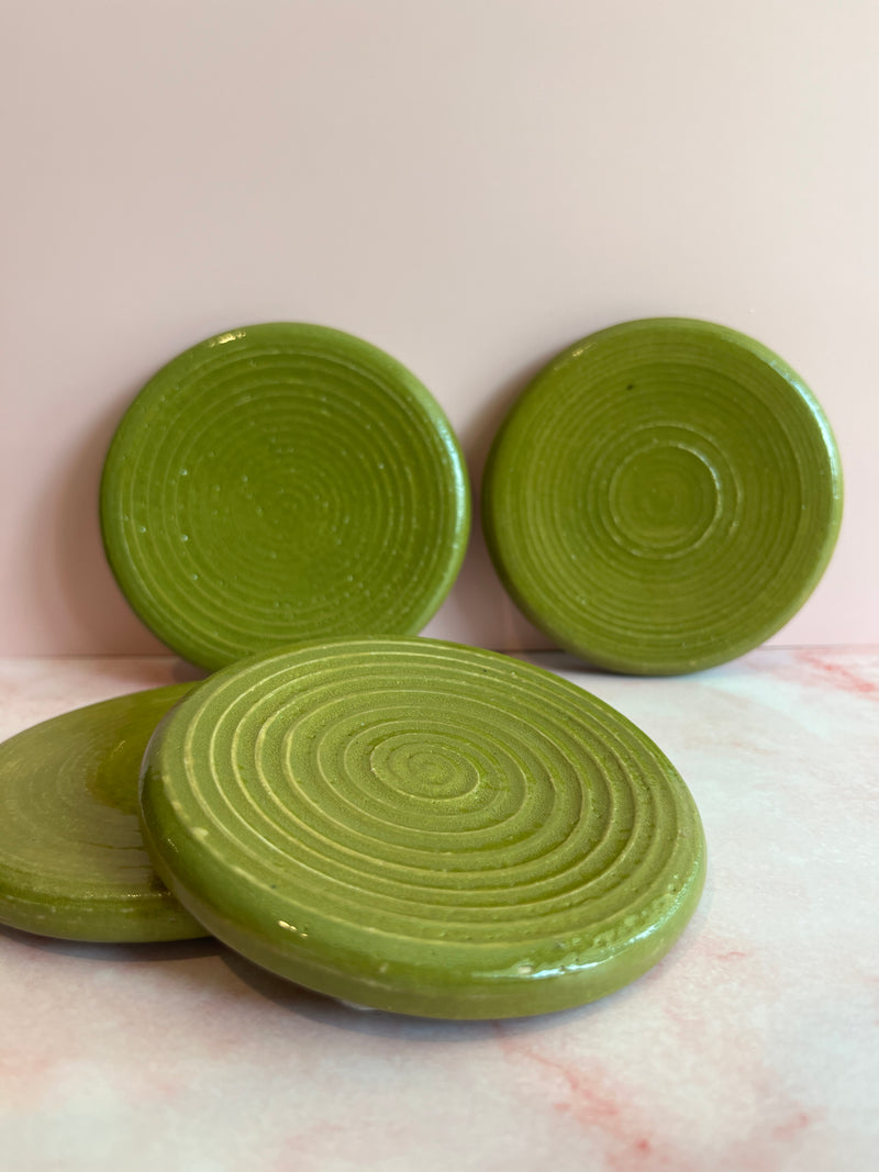Green Swirl Coaster Set-zoom-