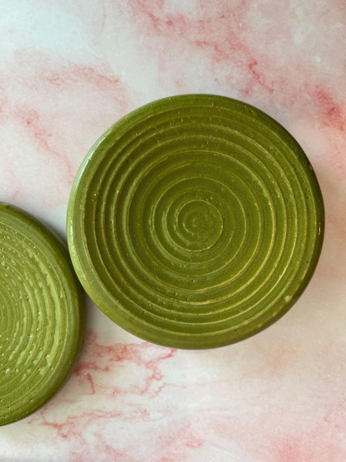 Green Swirl Coaster Set - Aware House - Kelly Lenore Art -