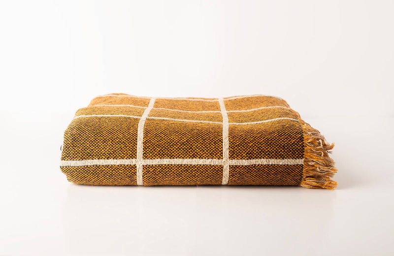 Greer — Acorn Colorway - Reversible Woven Blanket with Fringe-zoom-