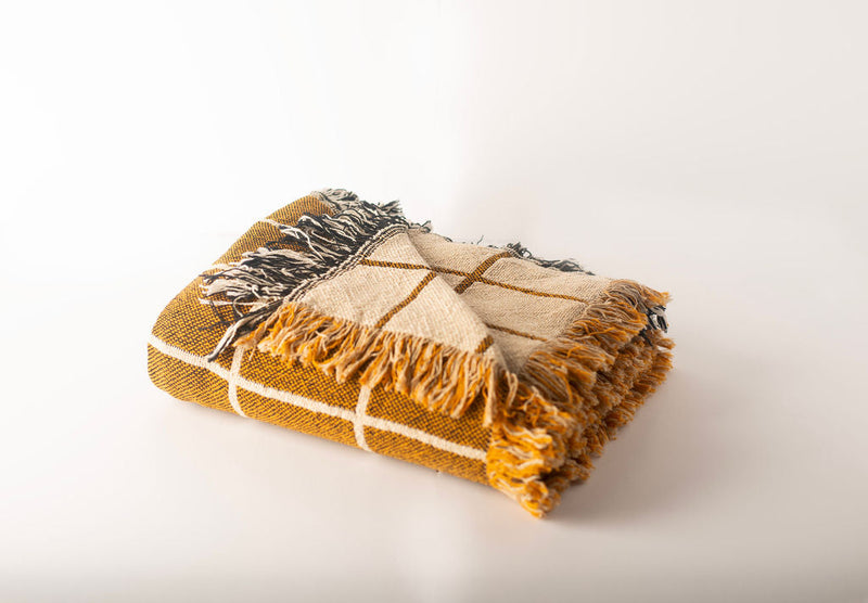 Greer — Acorn Colorway - Reversible Woven Blanket with Fringe-zoom-