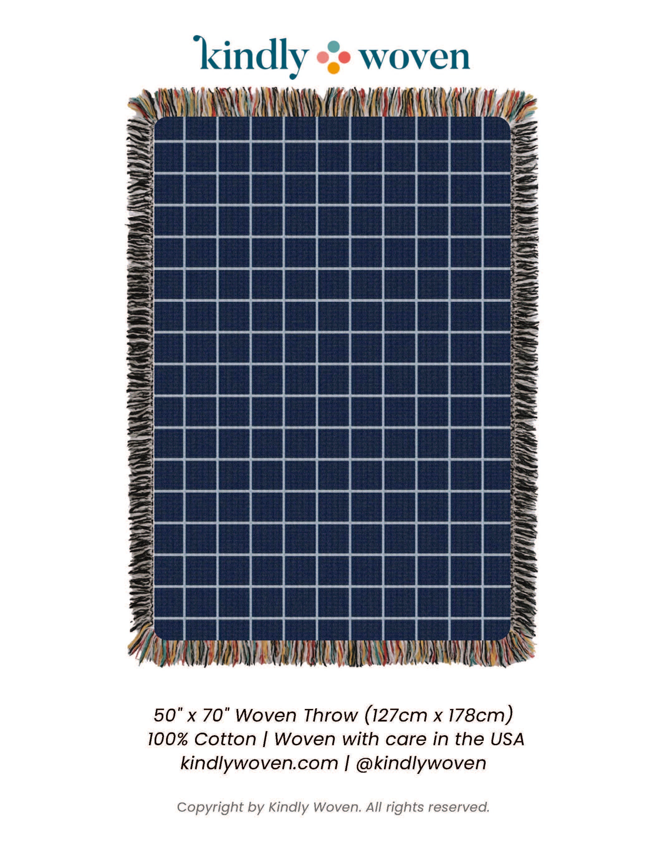 Greer — Lapis Colorway - Reversible Woven Blanket with Fringe-zoom-6
