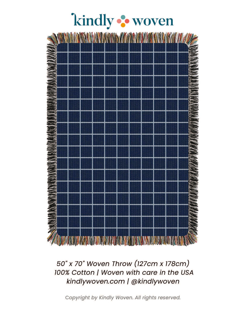 Greer — Lapis Colorway - Reversible Woven Blanket with Fringe-zoom-