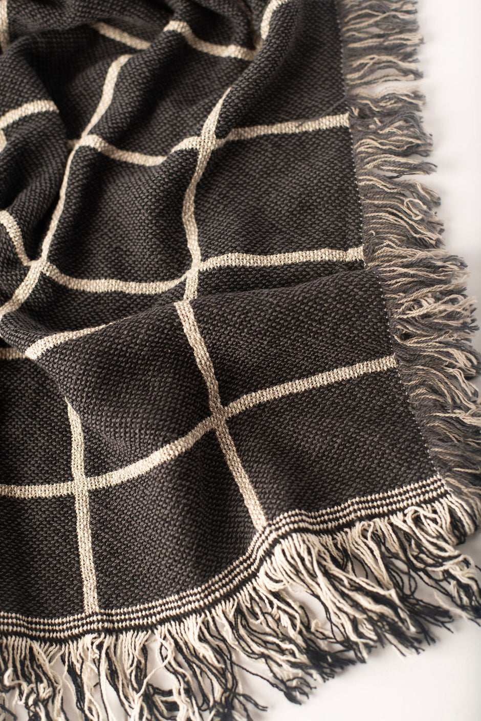 Greer — Nocturne Colorway - Reversible Woven Blanket with Fringe