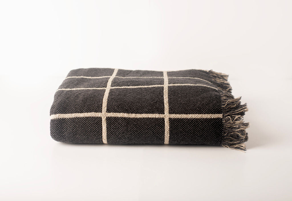 Greer — Nocturne Colorway - Reversible Woven Blanket with Fringe-zoom-5