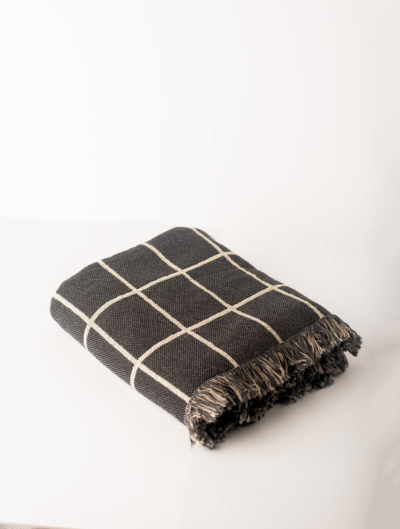 Greer — Nocturne Colorway - Reversible Woven Blanket with Fringe-zoom-