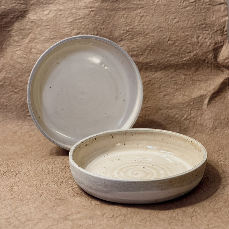 Handmade Marbled Ceramic Coupe Bowl | 9" Stoneware Salad & Pasta Bowl-zoom-