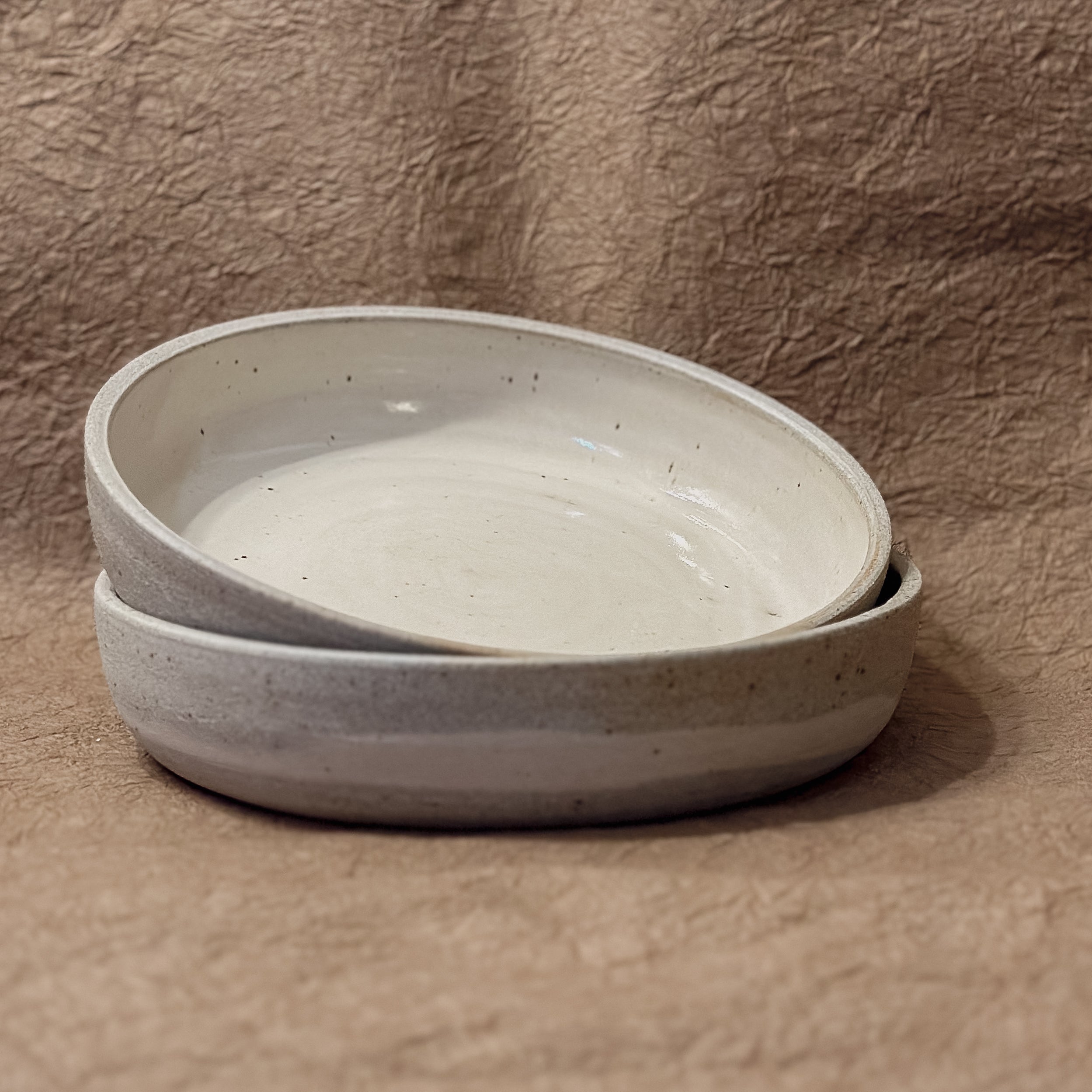 Handmade Marbled Ceramic Coupe Bowl | 9" Stoneware Salad & Pasta Bowl