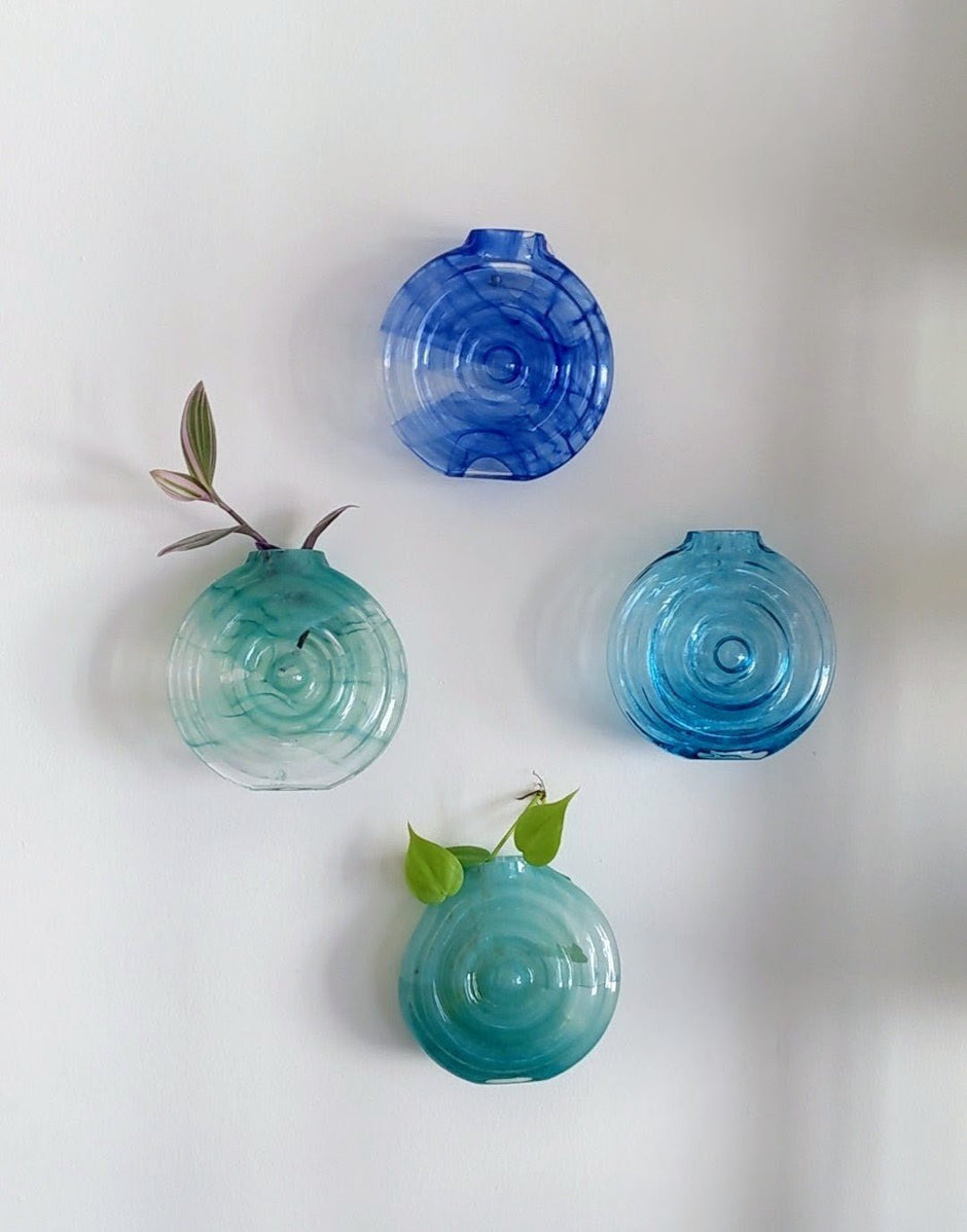 Deep Blue Hanging Ripple Vase - Aware House
