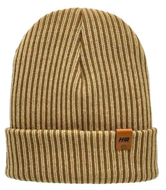 Cuffed Wide Ribbed Striped Beanie, Contrast, Brown and Beige, Classic Beanie - Aware House - HAAKWEAR USA -