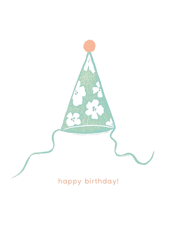Floral Party Hat Birthday Card